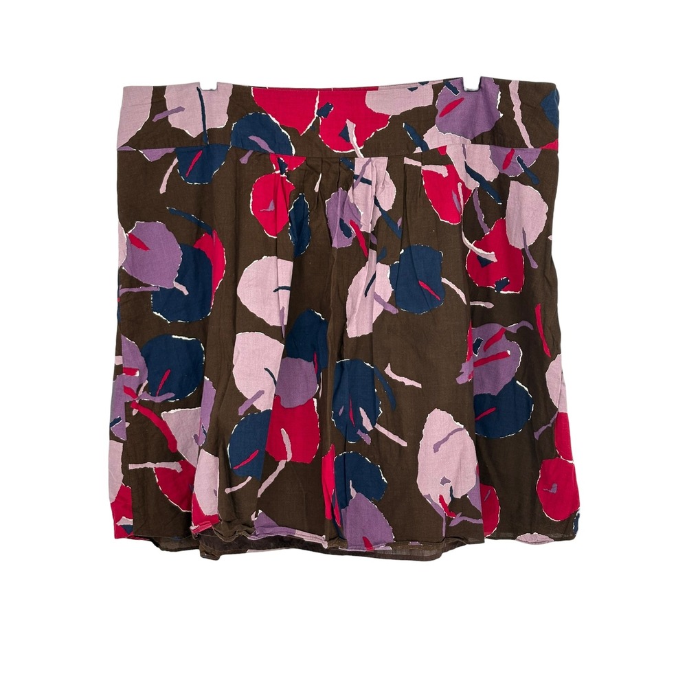 Mossimo Mini Skirt Brown Pink Abstract Floral‎ 100% Cotton 18